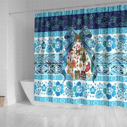 New Zealand Kowhai Ngutukaka Christmas Bow Shower Curtain Meri Kirihimete