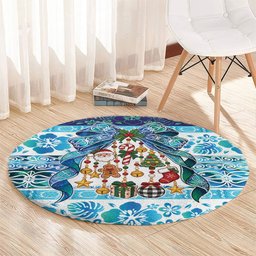 New Zealand Kowhai Ngutukaka Christmas Bow Round Carpet Meri Kirihimete