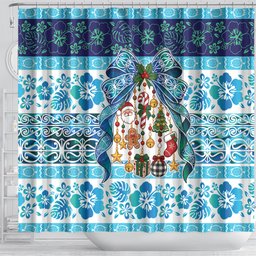 New Zealand Kowhai Ngutukaka Christmas Bow Shower Curtain Meri Kirihimete