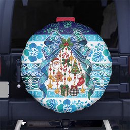 New Zealand Kowhai Ngutukaka Christmas Bow Spare Tire Cover Meri Kirihimete