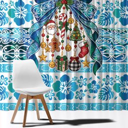 New Zealand Kowhai Ngutukaka Christmas Bow Window Curtain Meri Kirihimete