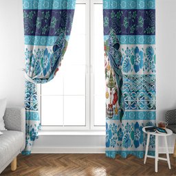 New Zealand Kowhai Ngutukaka Christmas Bow Window Curtain Meri Kirihimete