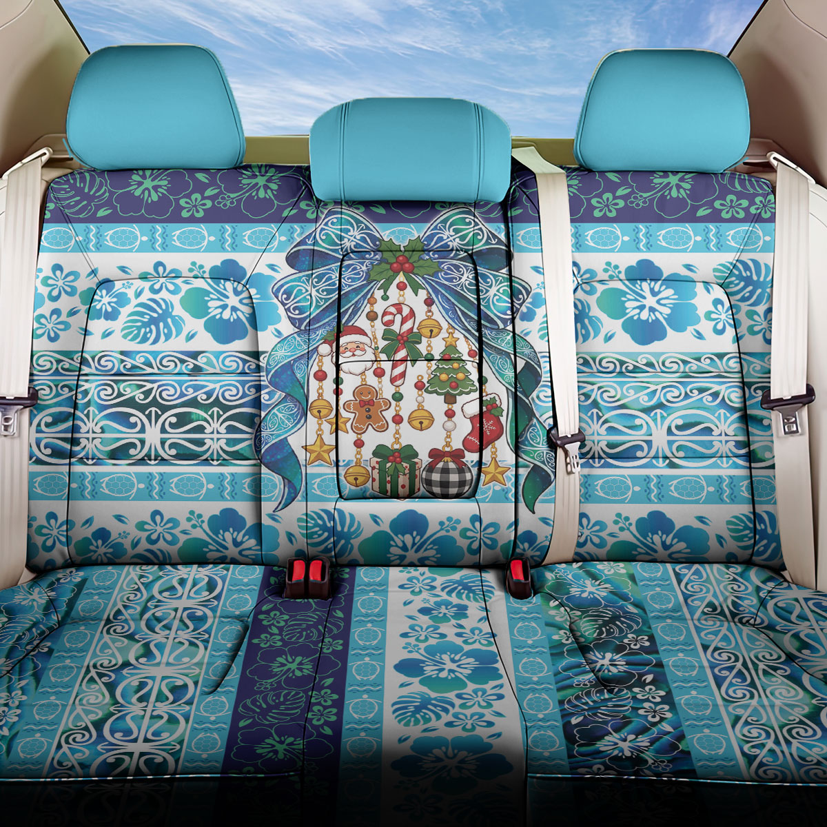 New Zealand Kowhai Ngutukaka Christmas Bow Back Car Seat Cover Meri Kirihimete