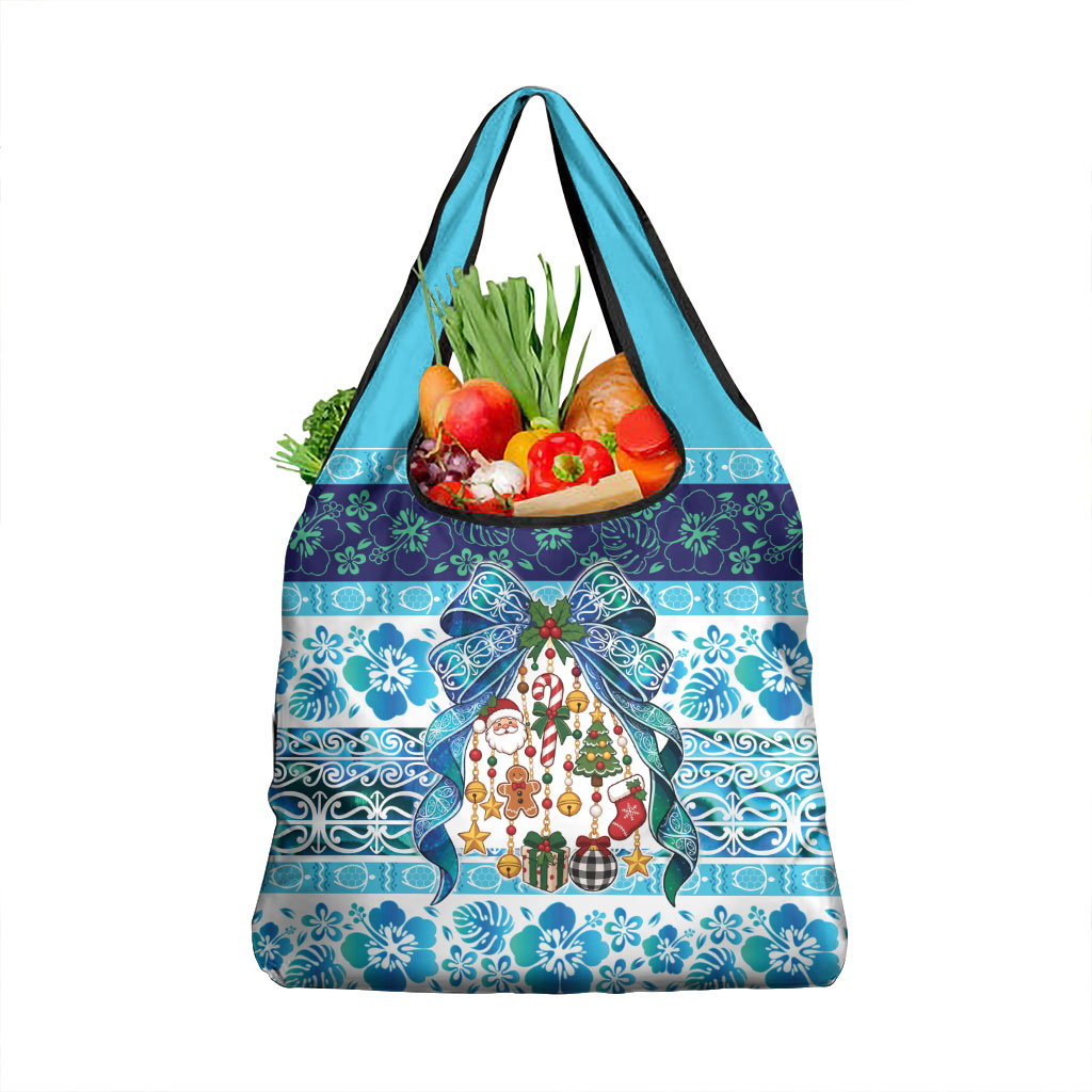 New Zealand Kowhai Ngutukaka Christmas Bow Grocery Bag Meri Kirihimete