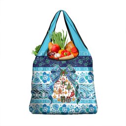 New Zealand Kowhai Ngutukaka Christmas Bow Grocery Bag Meri Kirihimete