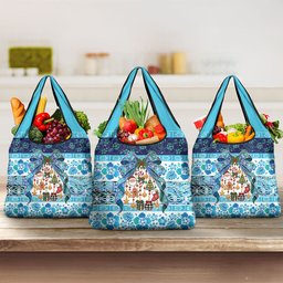 New Zealand Kowhai Ngutukaka Christmas Bow Grocery Bag Meri Kirihimete