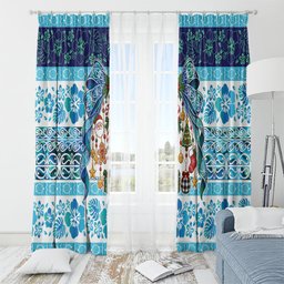 New Zealand Kowhai Ngutukaka Christmas Bow Window Curtain Meri Kirihimete