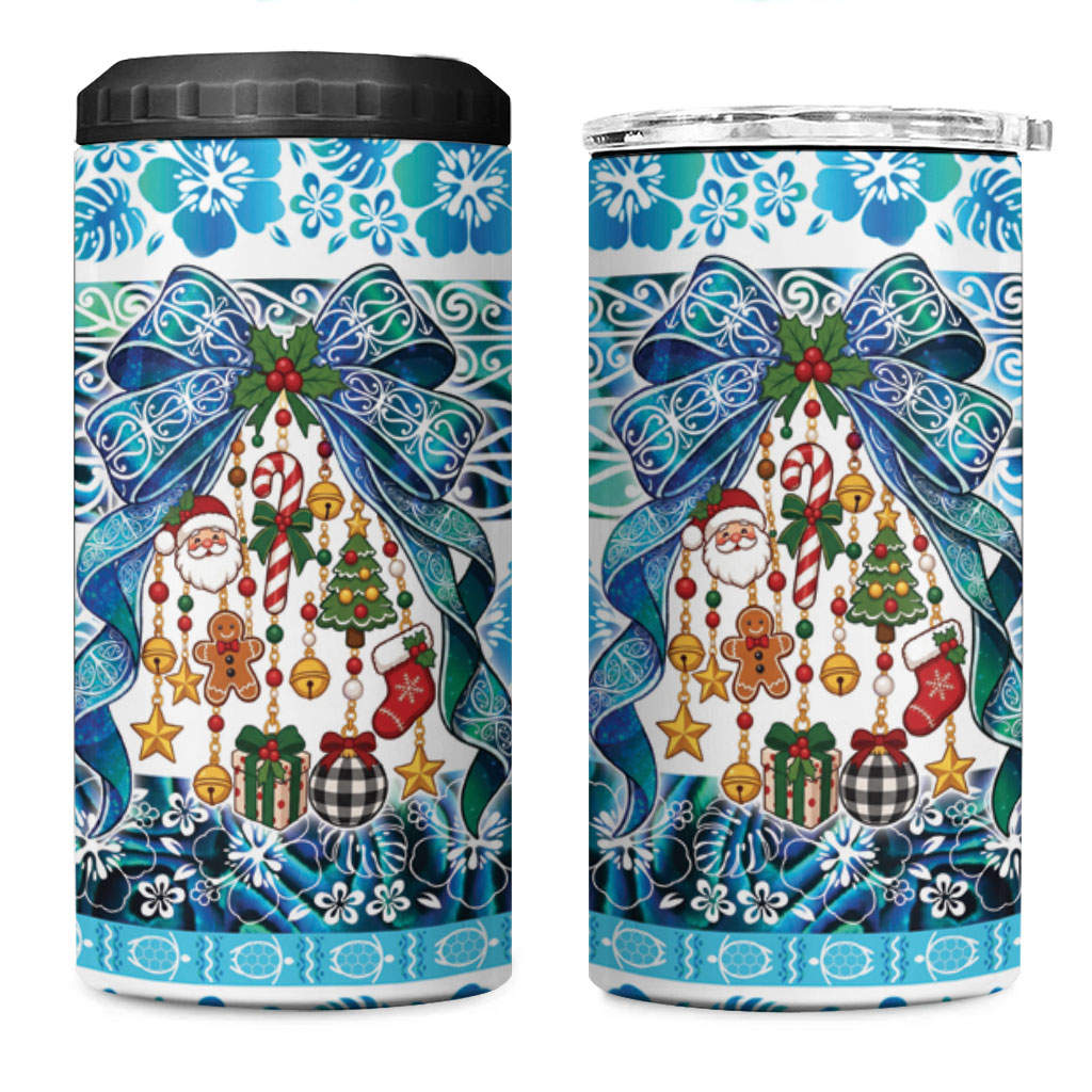 New Zealand Kowhai Ngutukaka Christmas Bow 4 in 1 Can Cooler Tumbler Meri Kirihimete