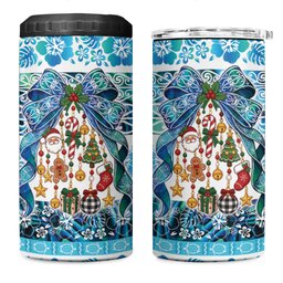 New Zealand Kowhai Ngutukaka Christmas Bow 4 in 1 Can Cooler Tumbler Meri Kirihimete