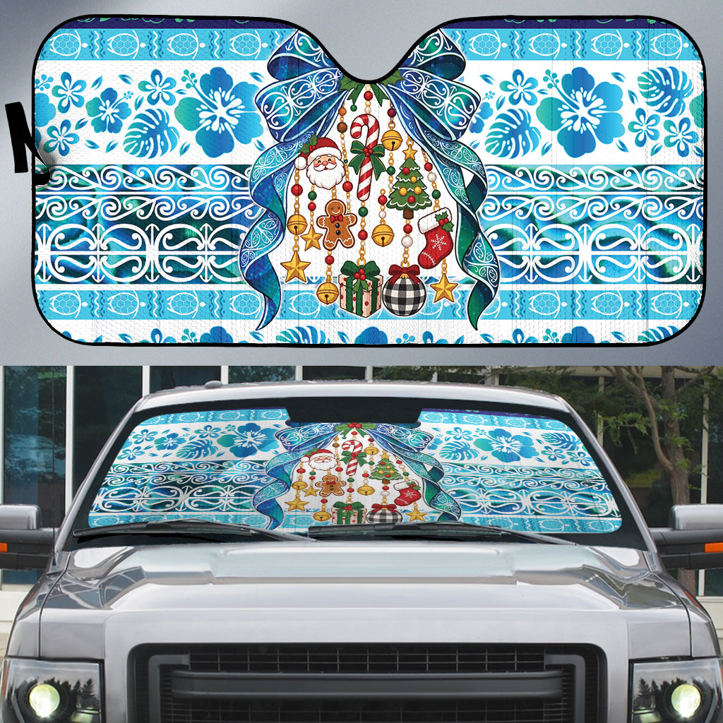New Zealand Kowhai Ngutukaka Christmas Bow Auto Sun Shade Meri Kirihimete