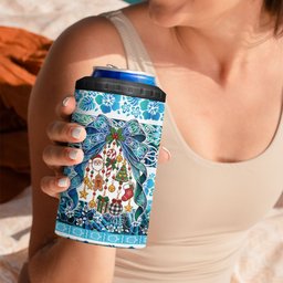 New Zealand Kowhai Ngutukaka Christmas Bow 4 in 1 Can Cooler Tumbler Meri Kirihimete