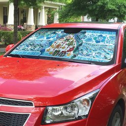 New Zealand Kowhai Ngutukaka Christmas Bow Auto Sun Shade Meri Kirihimete