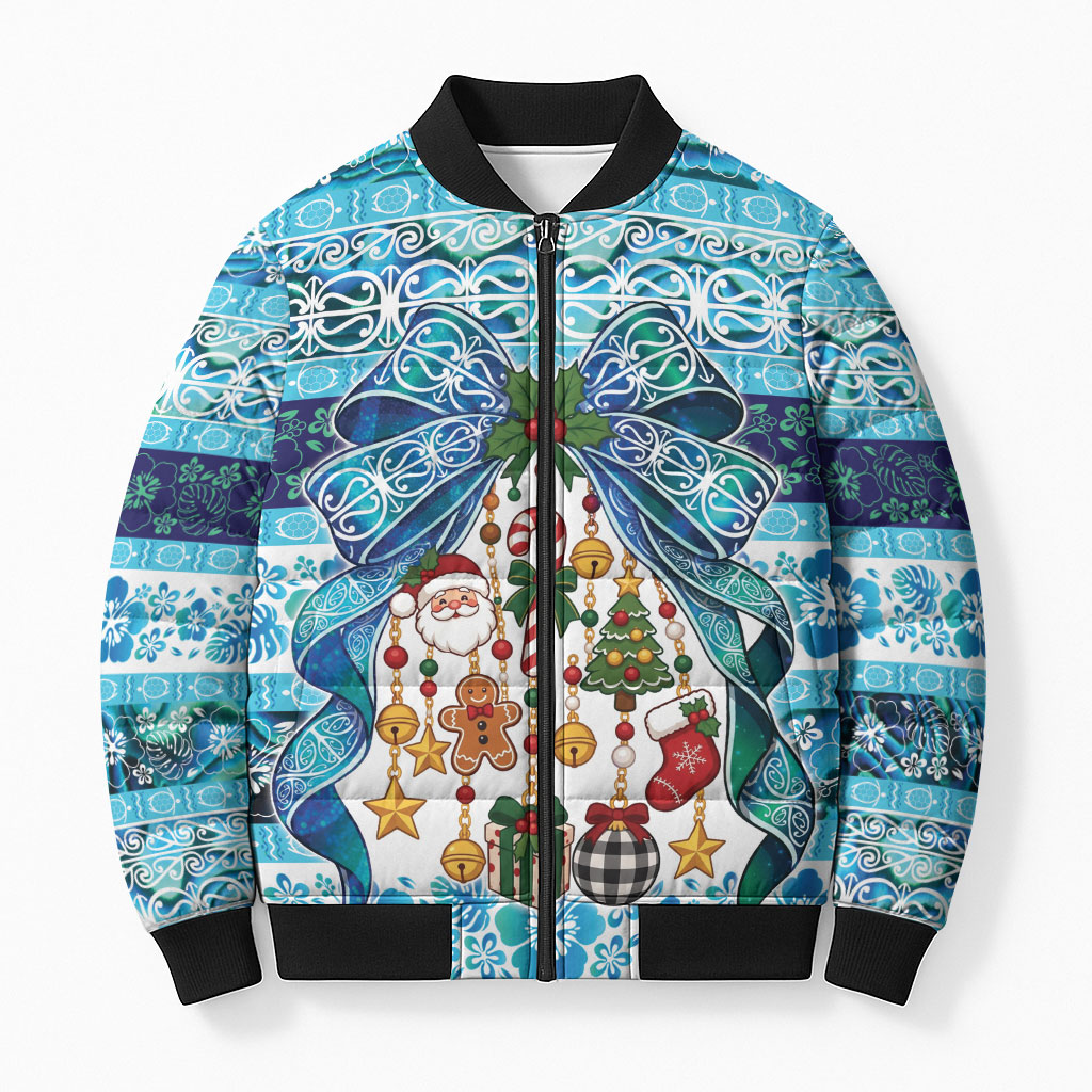 New Zealand Kowhai Ngutukaka Christmas Bow Bomber Puffer Jacket Meri Kirihimete