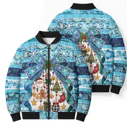 New Zealand Kowhai Ngutukaka Christmas Bow Bomber Puffer Jacket Meri Kirihimete