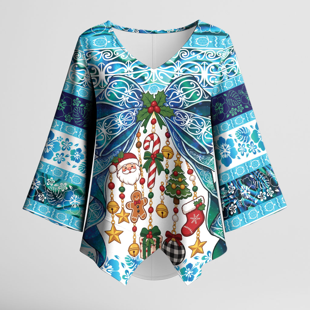New Zealand Kowhai Ngutukaka Christmas Bow Kimono Sleeve Blouse Meri Kirihimete