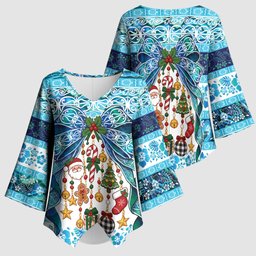 New Zealand Kowhai Ngutukaka Christmas Bow Kimono Sleeve Blouse Meri Kirihimete