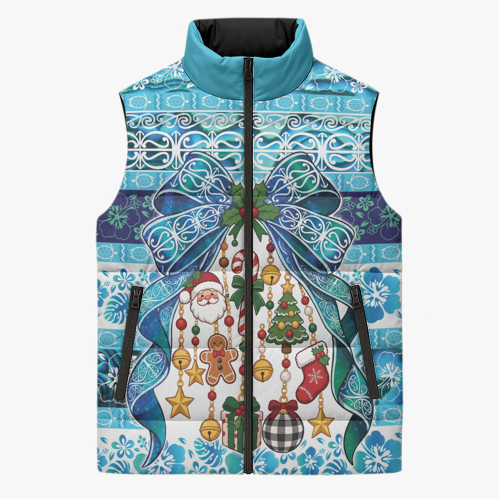 New Zealand Kowhai Ngutukaka Christmas Bow Sleeveless Puffer Jacket Meri Kirihimete
