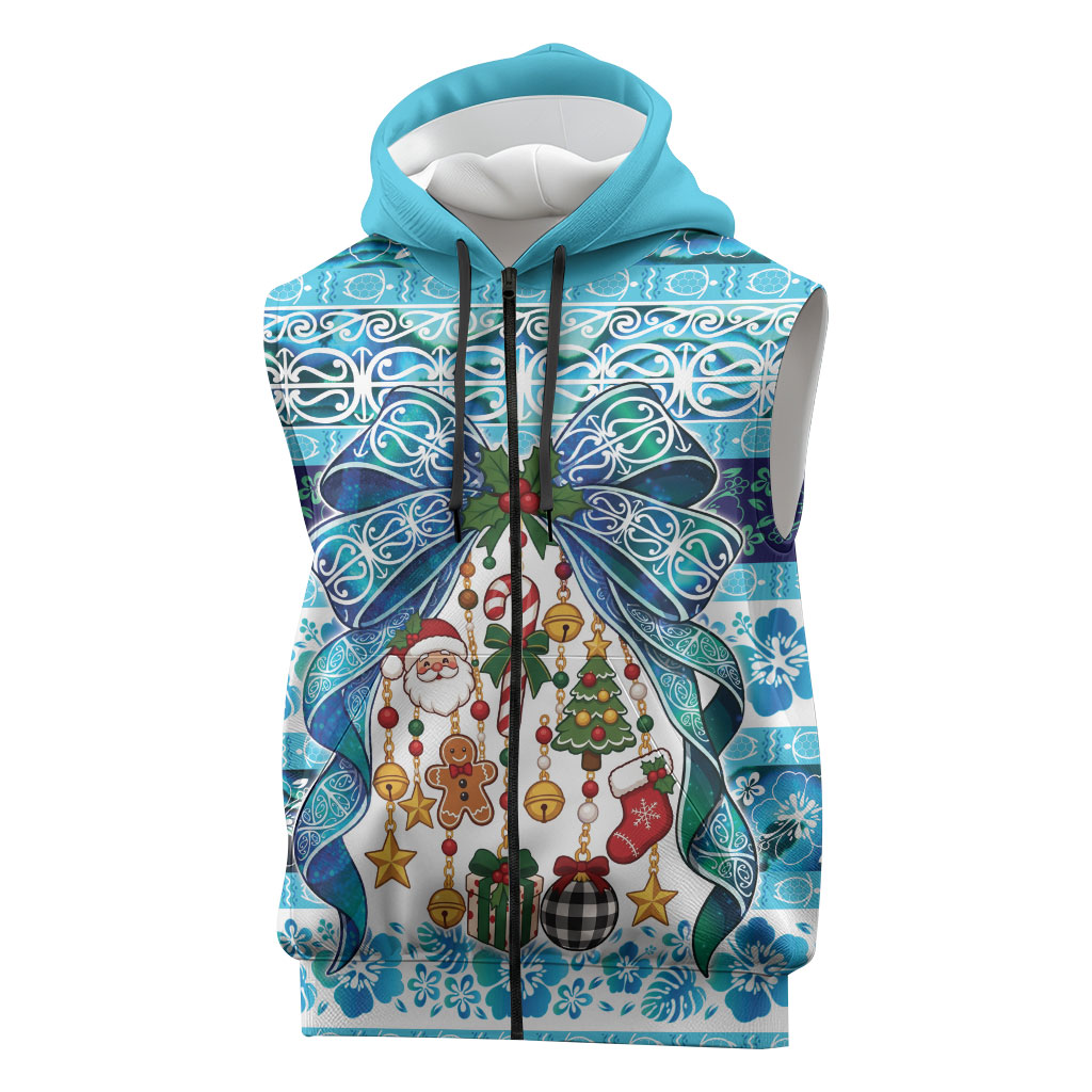 New Zealand Kowhai Ngutukaka Christmas Bow Sleeveless Zip Hoodie Meri Kirihimete