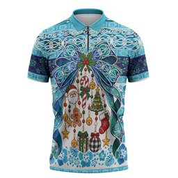New Zealand Kowhai Ngutukaka Christmas Bow Zipper Polo Shirt Meri Kirihimete