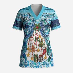 New Zealand Kowhai Ngutukaka Christmas Bow Scrub Top Meri Kirihimete