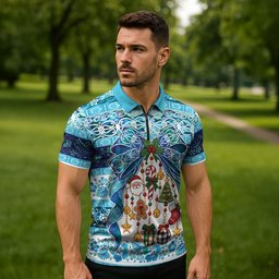 New Zealand Kowhai Ngutukaka Christmas Bow Zipper Polo Shirt Meri Kirihimete