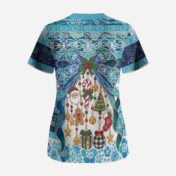 New Zealand Kowhai Ngutukaka Christmas Bow Scrub Top Meri Kirihimete