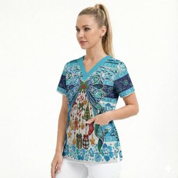 New Zealand Kowhai Ngutukaka Christmas Bow Scrub Top Meri Kirihimete
