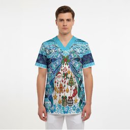 New Zealand Kowhai Ngutukaka Christmas Bow Scrub Top Meri Kirihimete