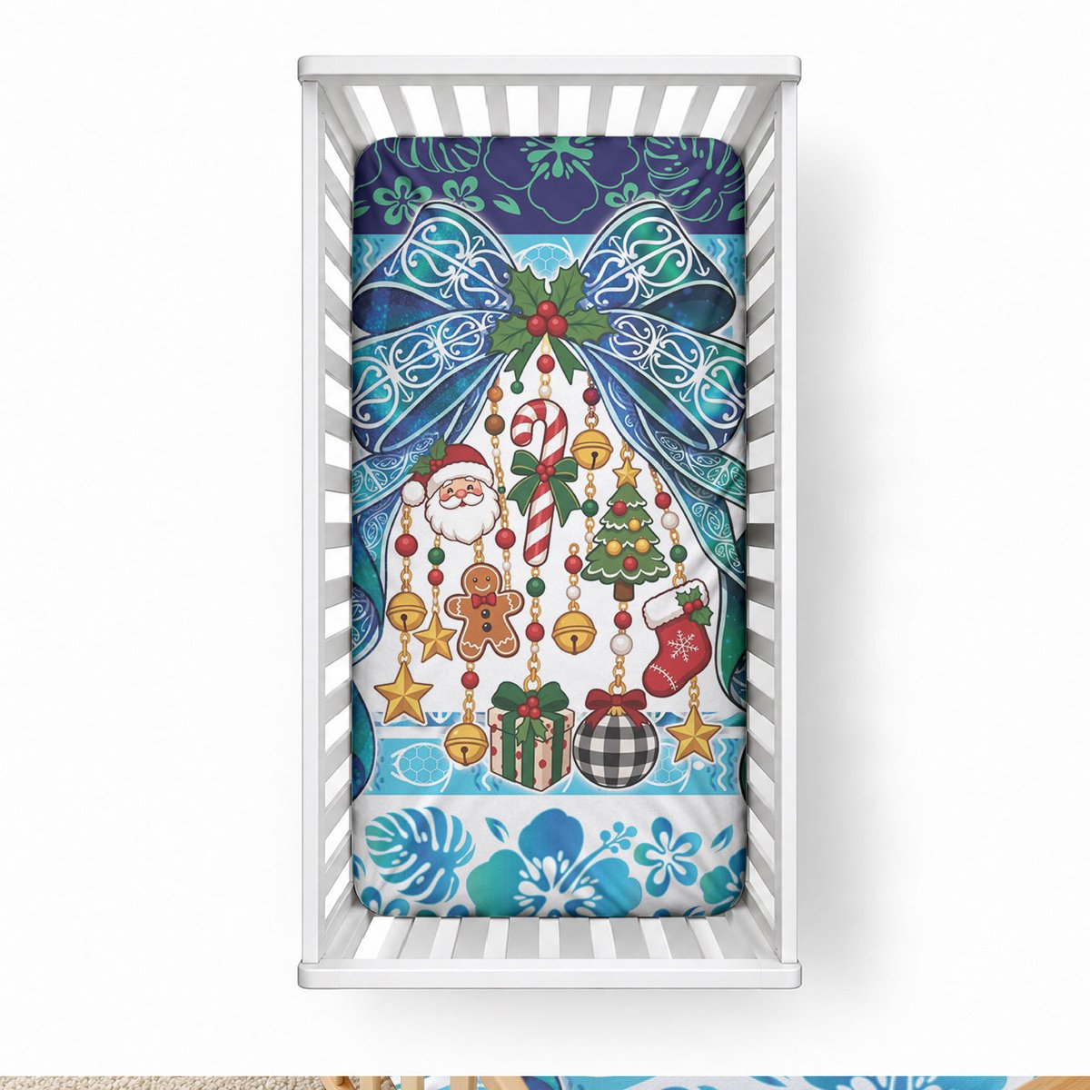 New Zealand Kowhai Ngutukaka Christmas Bow Baby Bed Cover Meri Kirihimete