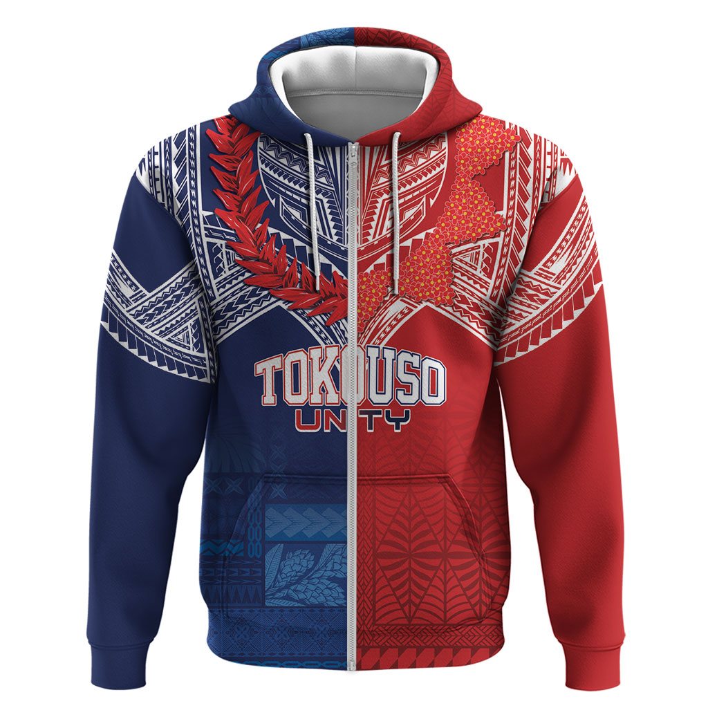 TokoUso Tonga Samoa Brothers Forever Custom Zip Hoodie Ulafala and Heilala Unity