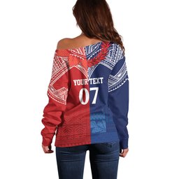 TokoUso Tonga Samoa Brothers Forever Custom Off Shoulder Sweater Ulafala and Heilala Unity