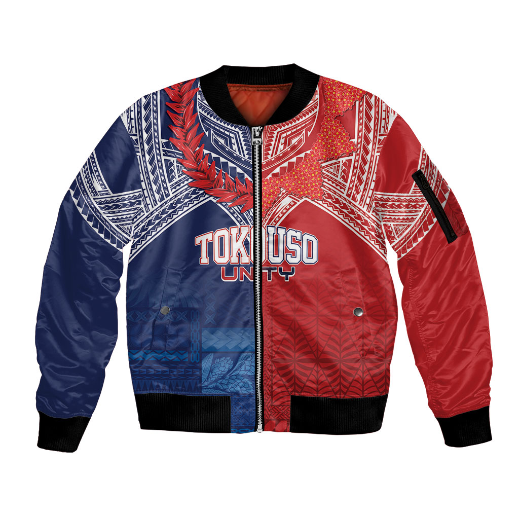 TokoUso Tonga Samoa Brothers Forever Custom Sleeve Zip Bomber Jacket Ulafala and Heilala Unity