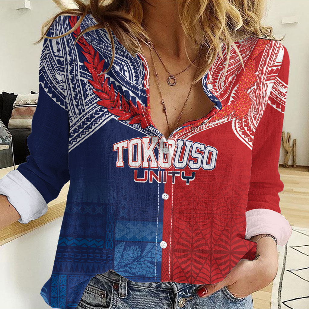 TokoUso Tonga Samoa Brothers Forever Custom Women Casual Shirt Ulafala and Heilala Unity