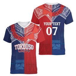 TokoUso Tonga Samoa Brothers Forever Custom Women V-Neck T-Shirt Ulafala and Heilala Unity