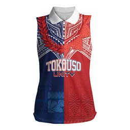 TokoUso Tonga Samoa Brothers Forever Custom Women Sleeveless Polo Shirt Ulafala and Heilala Unity