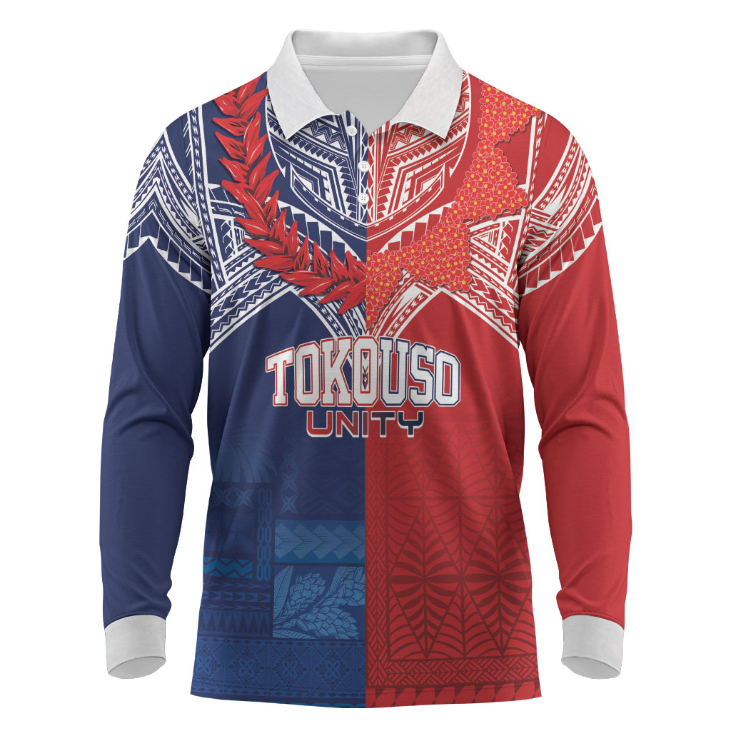 TokoUso Tonga Samoa Brothers Forever Custom Long Sleeve Polo Shirt Ulafala and Heilala Unity
