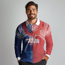 TokoUso Tonga Samoa Brothers Forever Custom Long Sleeve Polo Shirt Ulafala and Heilala Unity