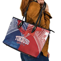 TokoUso Tonga Samoa Brothers Forever Leather Tote Bag Ulafala and Heilala Unity