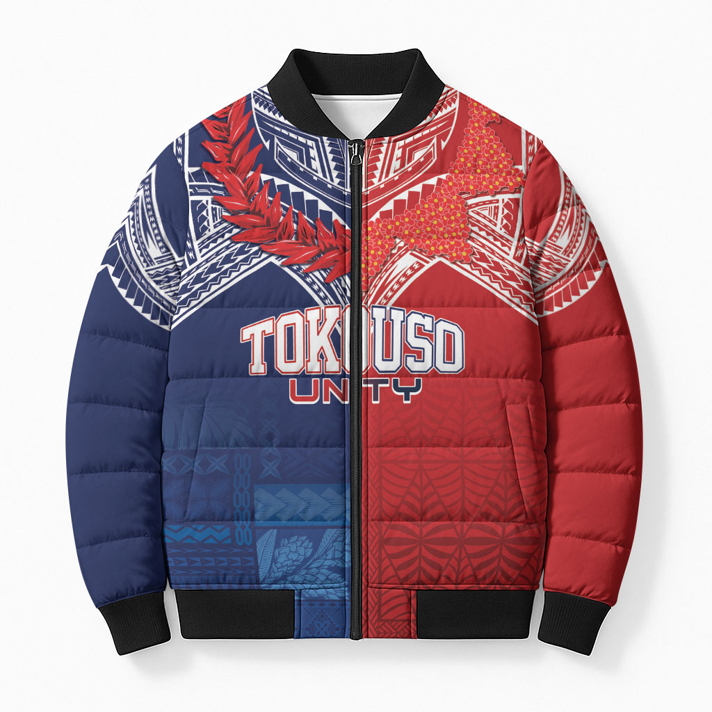 TokoUso Tonga Samoa Brothers Forever Custom Bomber Puffer Jacket Ulafala and Heilala Unity