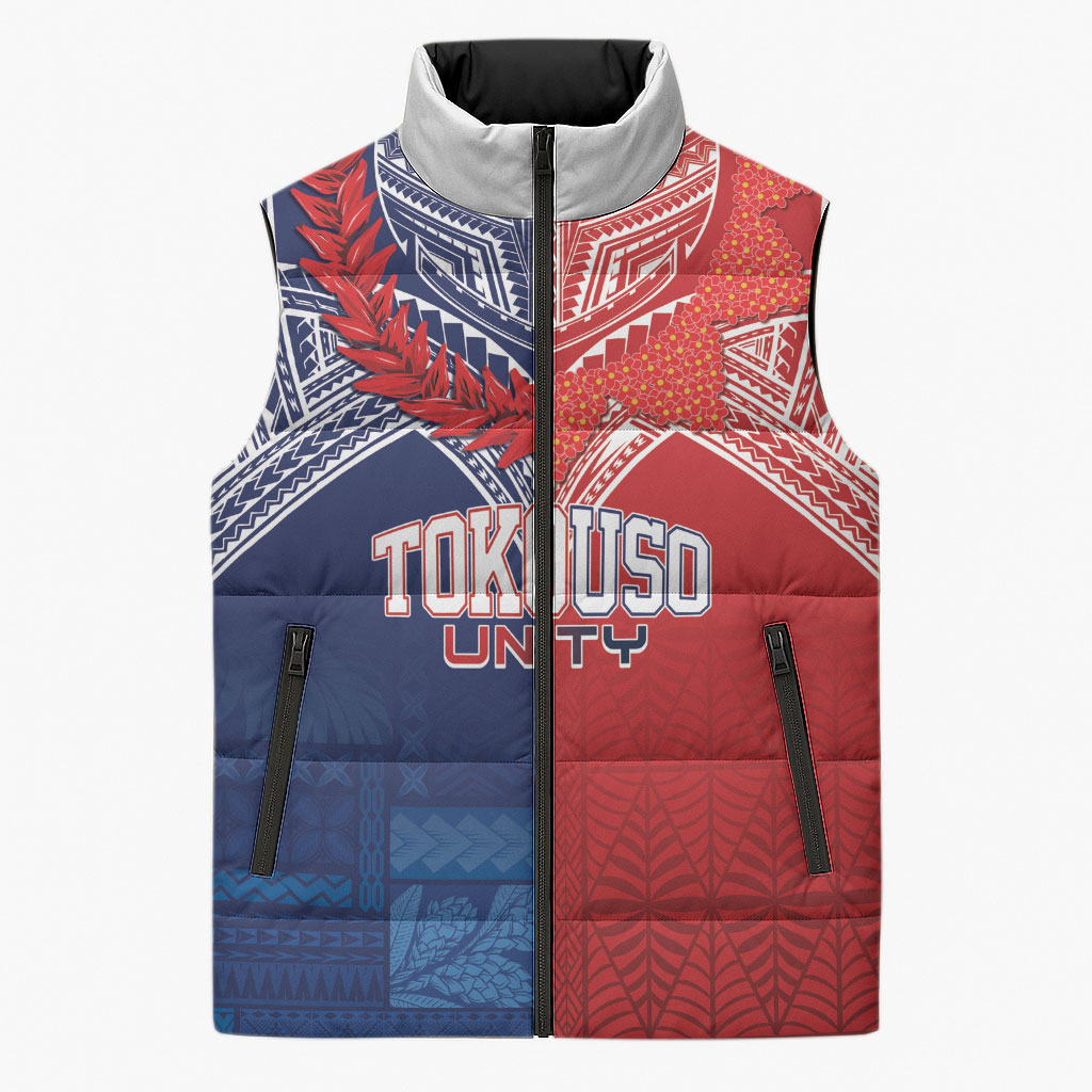 TokoUso Tonga Samoa Brothers Forever Custom Sleeveless Puffer Jacket Ulafala and Heilala Unity