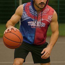 TokoUso Tonga Samoa Brothers Forever Custom Sleeveless Zip Hoodie Ulafala and Heilala Unity