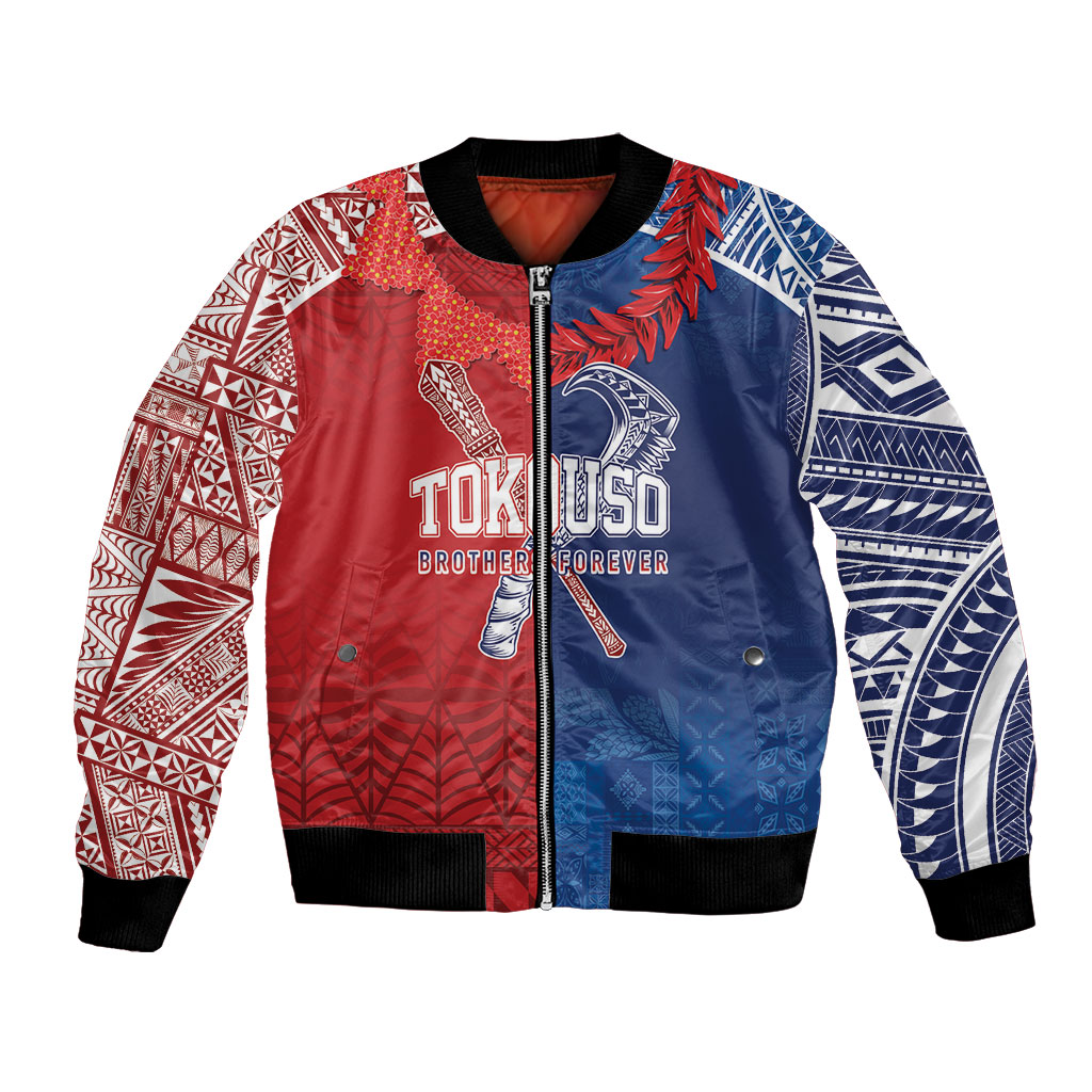 TokoUso Custom Tonga and Samoa Bomber Jacket Warriors War Clubs
