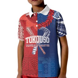 TokoUso Custom Tonga and Samoa Kid Polo Shirt Warriors War Clubs