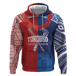 TokoUso Custom Tonga and Samoa Zip Hoodie Warriors War Clubs