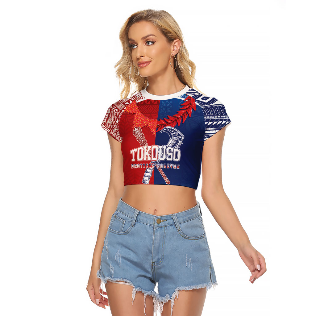 TokoUso Custom Tonga and Samoa Raglan Cropped T Shirt Warriors War Clubs