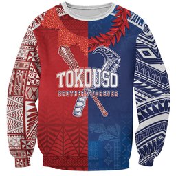 TokoUso Custom Tonga and Samoa Sweatshirt Warriors War Clubs