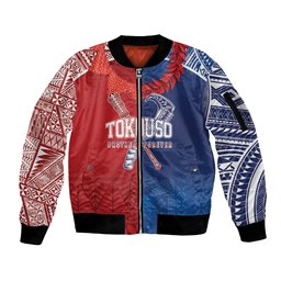 TokoUso Custom Tonga and Samoa Sleeve Zip Bomber Jacket Warriors War Clubs