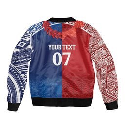 TokoUso Custom Tonga and Samoa Sleeve Zip Bomber Jacket Warriors War Clubs