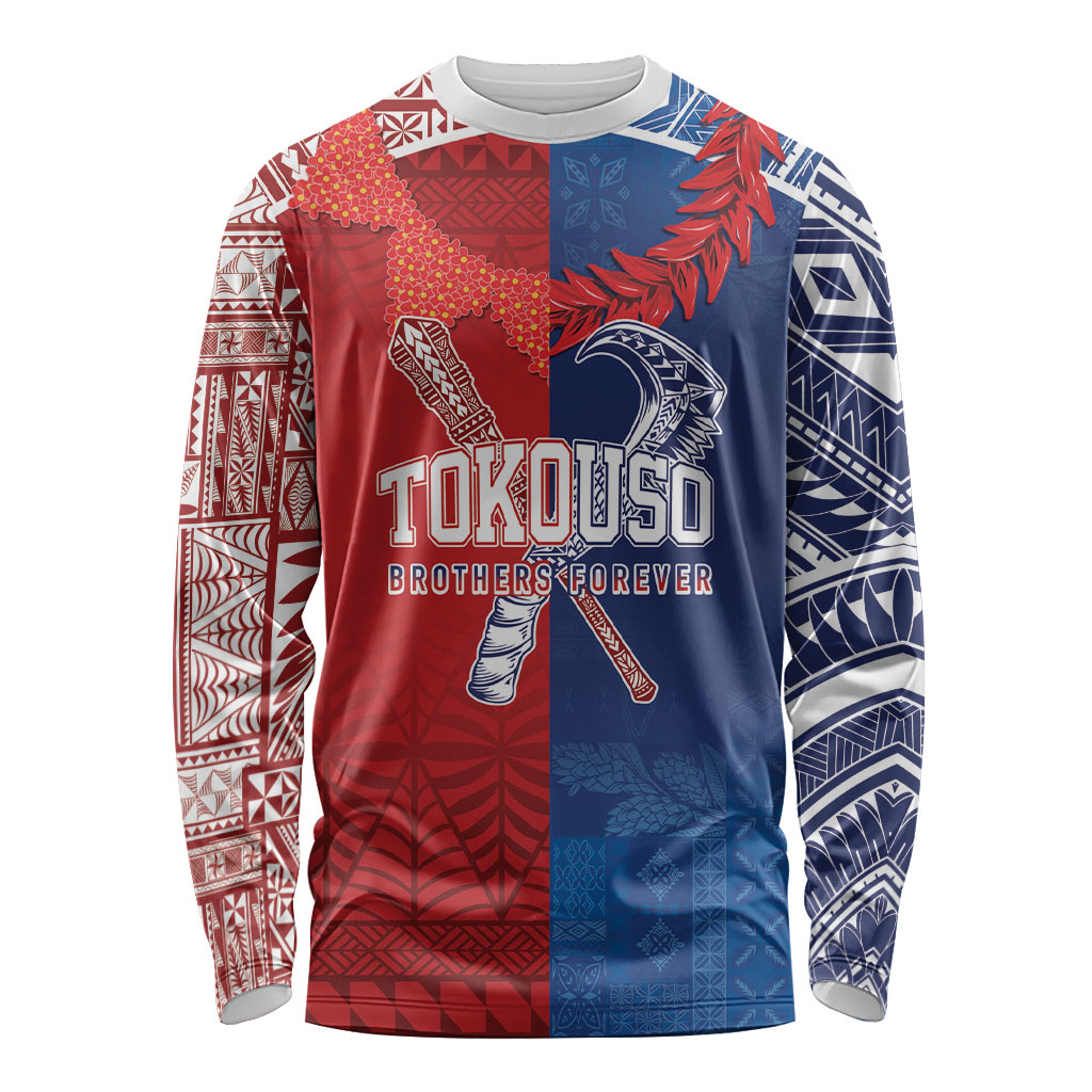 TokoUso Custom Tonga and Samoa Long Sleeve Shirt Warriors War Clubs