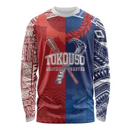 TokoUso Custom Tonga and Samoa Long Sleeve Shirt Warriors War Clubs